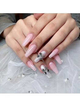 エムズネイル 敦賀店/チップ長さだし×ピンクネイル