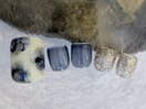 水彩風フラワーフットネイル