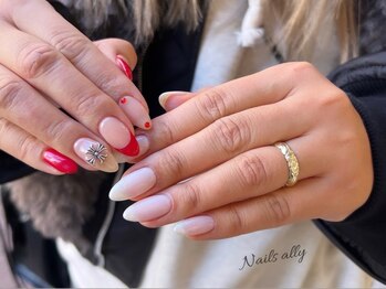 ネイルズアリー 立川店(Nails ally)/透明感×シンプルベージュ×冬
