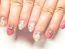 くすみピンク×小花の上品ネイル