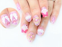 ネイルコレクション ピンク(Nail Collection Pink)/ジェル定額￥9990：３Ｄリボン