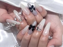 ファネル 京橋(FANELU)/ホワイトネイル/リボン/ストーン