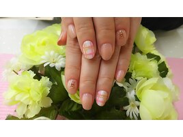 チェック&くまちゃんネイル