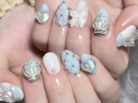 水色キルティングネイル