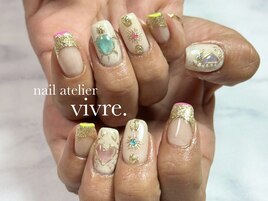 手書き/夏ネイル/フレンチ