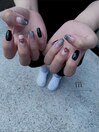 ラメグラデ × ハートネイル