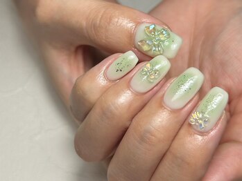 チークネイル×リボンパーツ