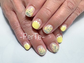 ミモザ/春ネイル/黄色/かわいい