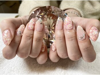 ダブルムーンビューティフル(DOUBLEmoonBeautiful)/春先どり人気の桜ネイルです♪