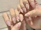 マグネット　手描き花柄ネイル