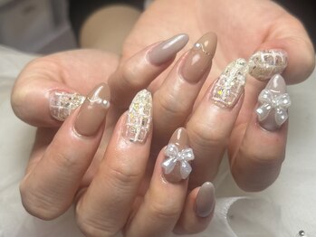 ジョアネイル(JOA Nail)/チェック/リボン/パール