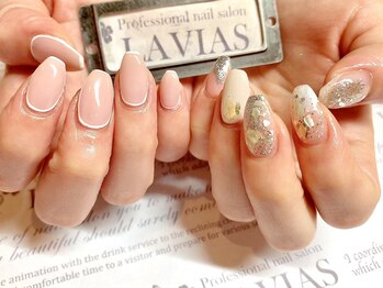 プロフェッショナル ネイルサロン ラヴィアス(LAVIAS)/【ジェル】ワンカラ＋アート２本