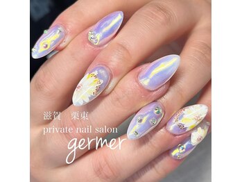 ジェルメ(germer)/オーロラ手描きフラワースカルプ