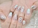 水色　レースネイル　