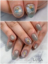 ネイルアトリエルカ(nail atelier LUCA)/W-355 大人可愛いビジューネイル