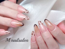 フレンチネイル|レオパード