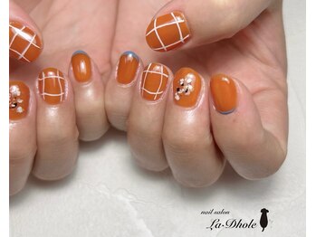 秋色チェックネイル