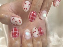 シピ ネイル(Chipi Nail)/手描きさくらんぼ×チェック