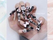 ピオミエルネイル 新宿(pio miel nail)/黒ピンク量産ゴテゴテ