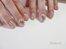 リュエル(RUELLE)/たらしこみ 水彩画ネイル ラメ