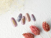 ソウ 難波店 nail salon Sou/塗りかけツイードnail