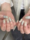 ミントグリーンレースネイル