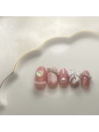 【リボンハートネイル】