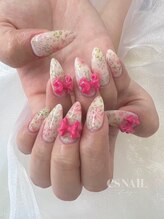 エスネイル 新宿西口店(es NAIL)/花柄とリボン