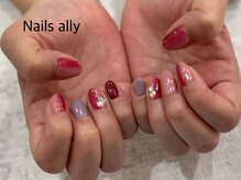 ネイルズアリー 立川店(Nails ally)/縦グラ×ストーン×パール×春