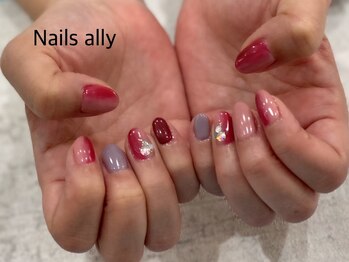 ネイルズアリー 立川店(Nails ally)/縦グラ×ストーン×パール×春