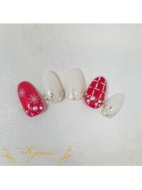 ツイードレッドネイル