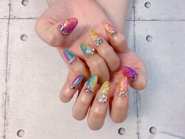 カラフル縦グラデーションネイル