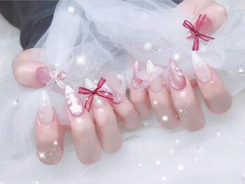 ベルグローアルファネイル(BELLE GROW ALPHA NAIL)/マグネット×リボンネイル