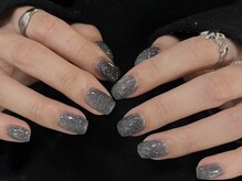 フィルイン/フラッシュワンカラー/高槻/ショートネイル/キラキラ