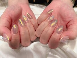 うるうるオーロラ天然石ネイル