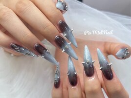ブラックグラデ×シルバーネイル
