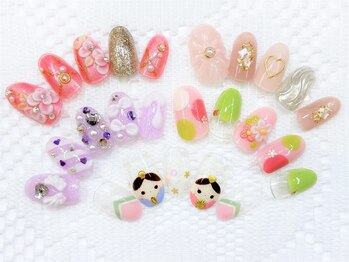 ネイルコレクション ピンク(Nail Collection Pink)/和洋ネイル：ひな祭り：リボン