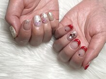 ヒールネイル(heal nail)/アシメ お花×heart～