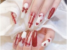 ネイルサロン デコール(NAIL SALON Decor)/ハート赤チェックネイル