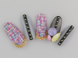 ツイード×ビジューネイル