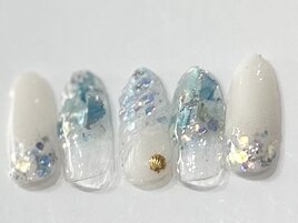 ブルーマーメイドシェルネイル