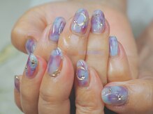 ネイルローズ(NAIL Rose)/夜空手描きミラーマーブル