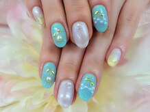 ディーネイル 京橋(D-nail)/立和名/爽やかフラワーネイル