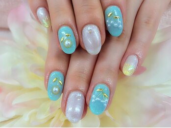 ディーネイル 京橋(D-nail)/立和名/爽やかフラワーネイル