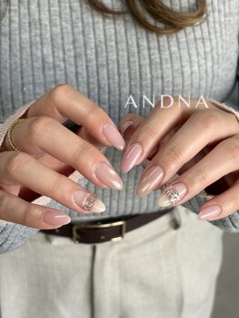 春ピンクのリングネイル