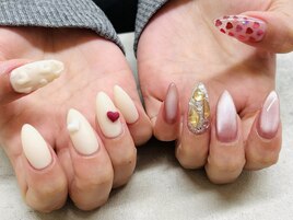 【ほり】バレンタインネイル