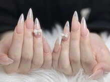 ジュリネイルスタジオ(Julli Nail Studio)/ワンカラ、リボンネイル