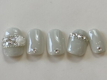 ネイルメゾン 天神店(NAIL MAISON)/ちゅるんグレー薔薇¥7000