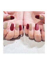 ビューティービースト フォー ネイルアンドアイラッシュ 松浜店(beauty:beast)/ボルドー×グレージュ