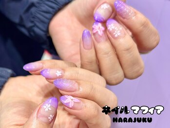 ネイルマフィア 原宿(NAIL MAFIA)/夏/フラワーネイル/オーロラ